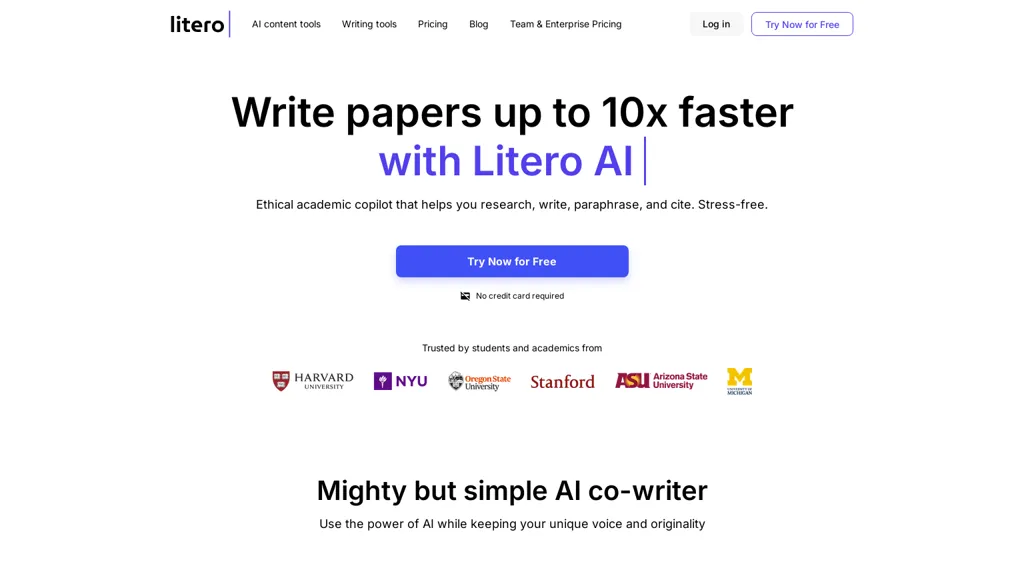 Litero AI 官网截图