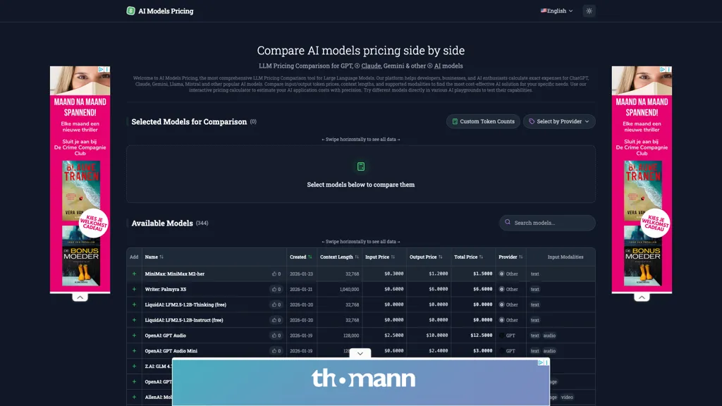 LLM Pricing 工具截图