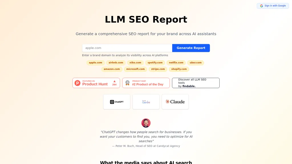 LLM SEO Report 官网截图