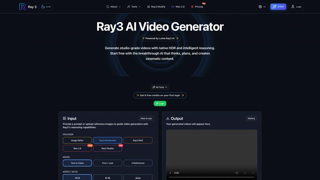Luma Ray3 官网截图