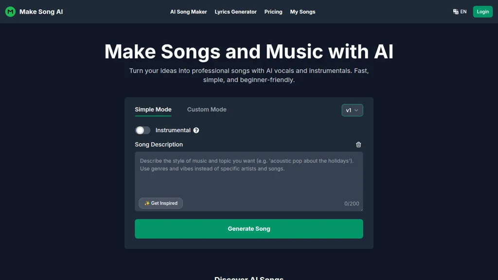 Make Song AI 官网截图