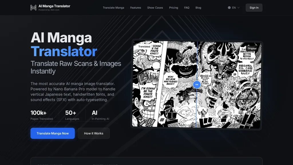 Manga Translator AI 官网截图