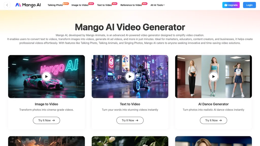 Mango AI 官网截图