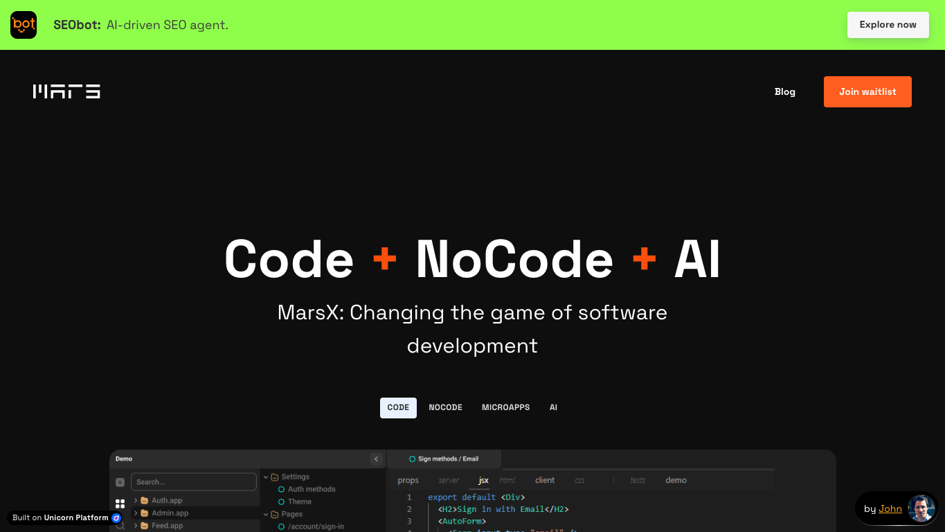 MarsX 官网截图