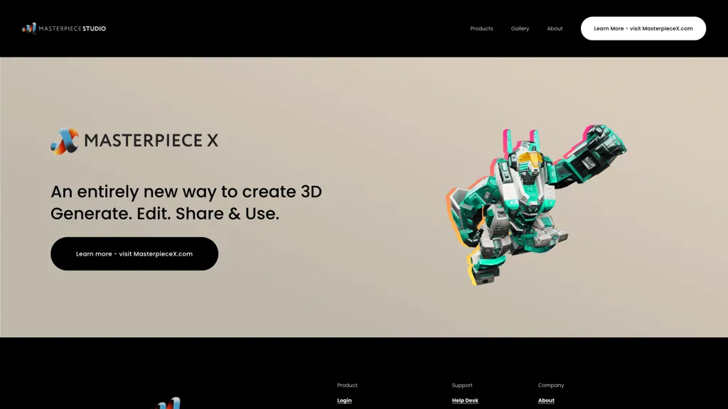 Masterpiece studio 官网截图