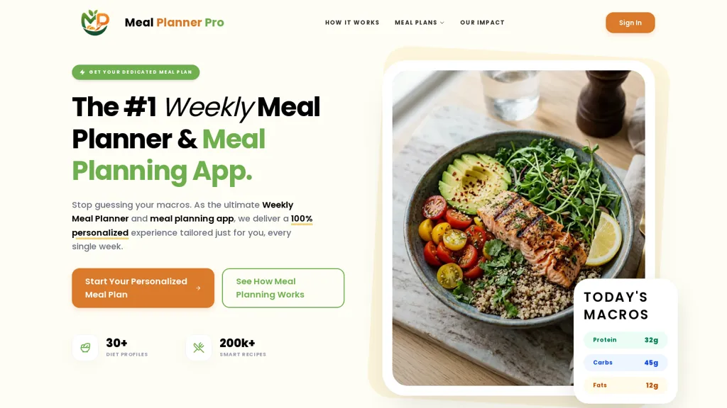 Meal Planner Pro 官网截图