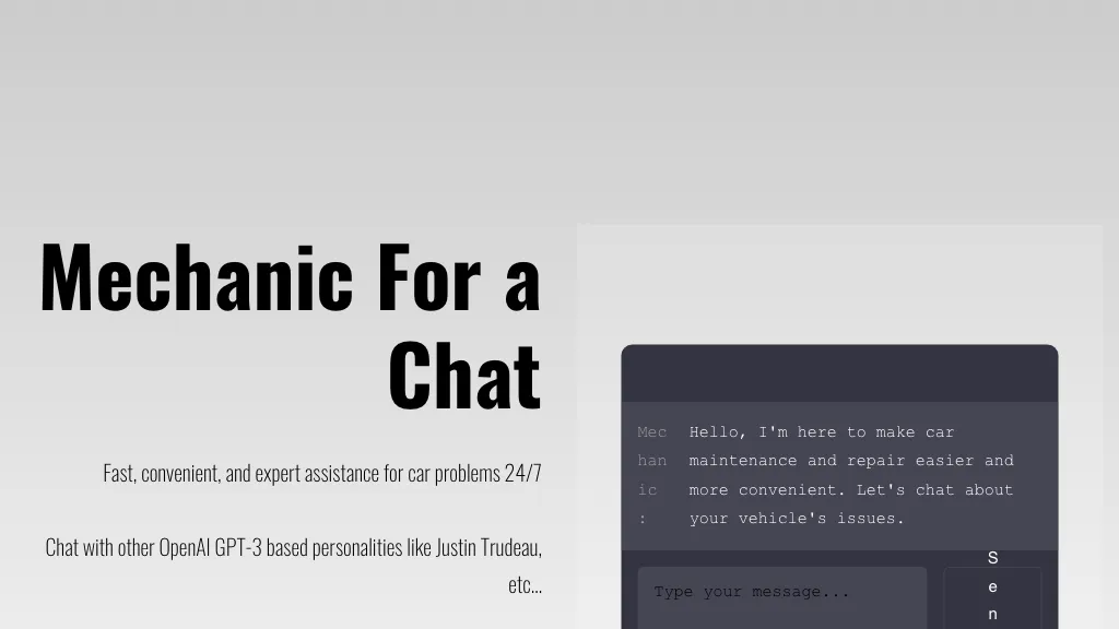 Mechanic For A Chat 官网截图