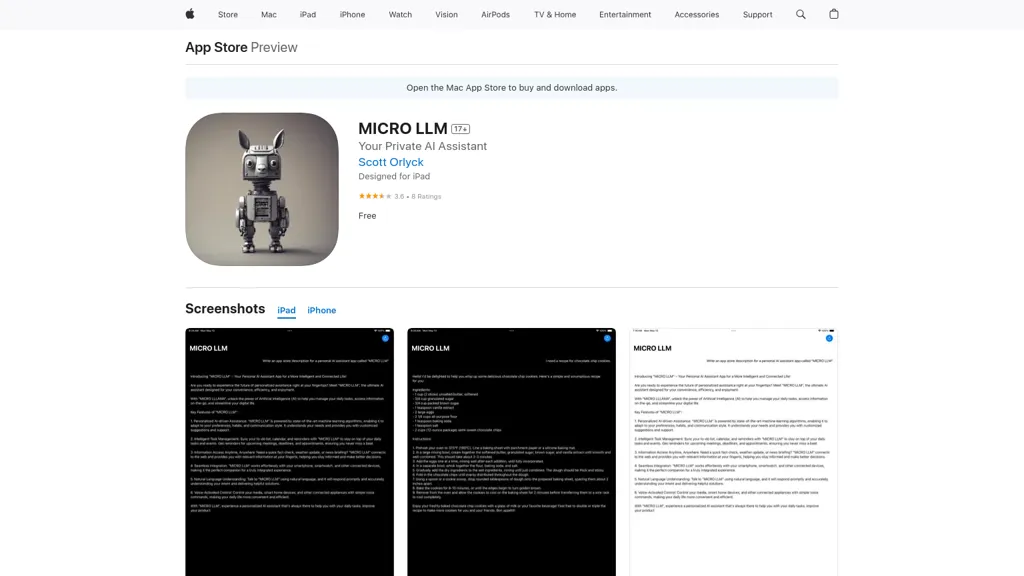 MICRO LLM 官网截图