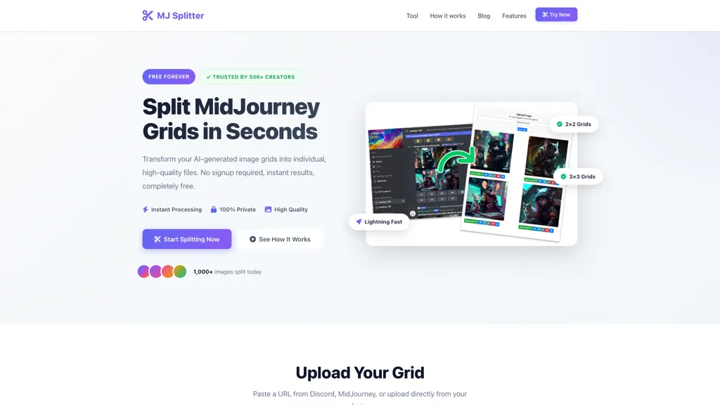 Midjourney Grid Splitter 官网截图