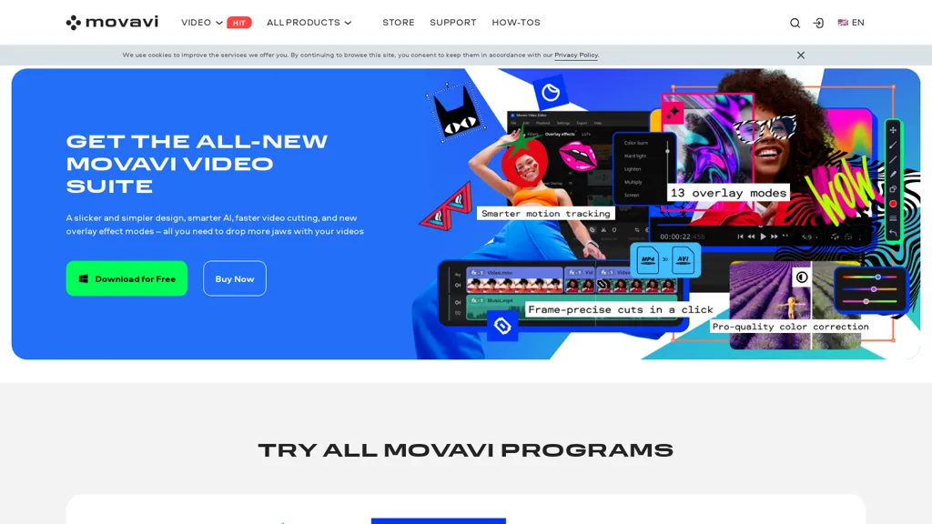 Movavi Video Editor 官网截图