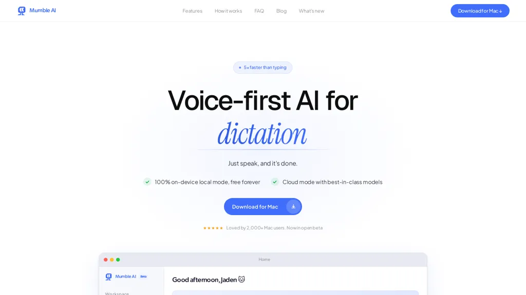 Mumble AI 官网截图