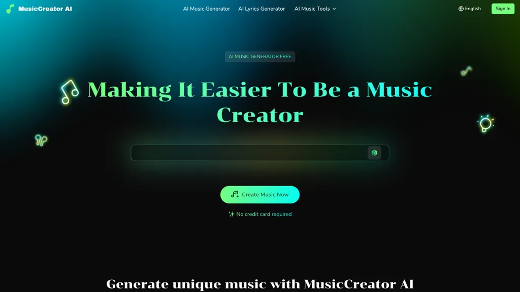 MusicCreator.AI 官网截图