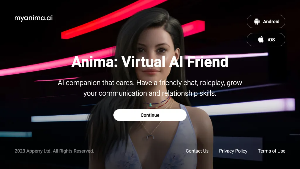MyAnima AI Companion 官网截图