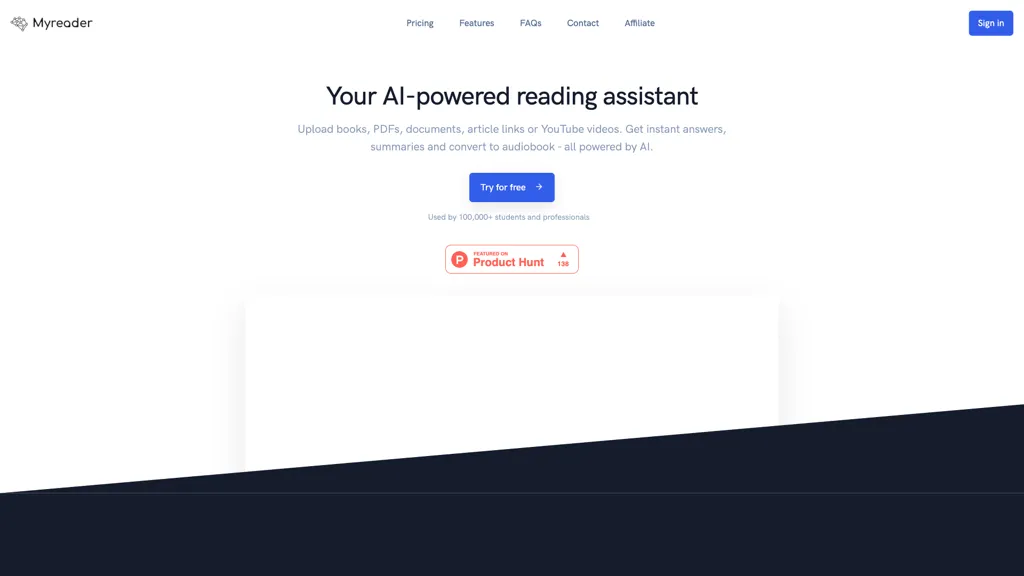 Myreader AI 官网截图