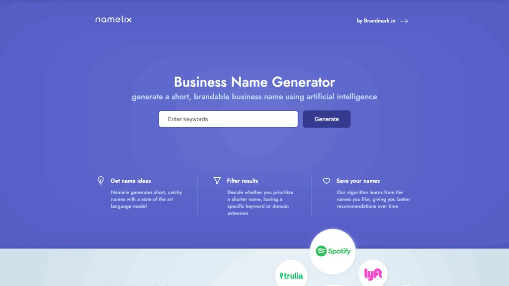 Namelix 官网截图