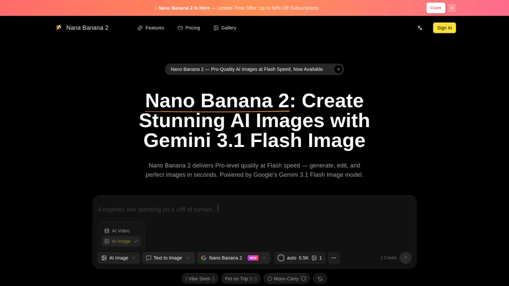 NanaBanana2Flash 官网截图