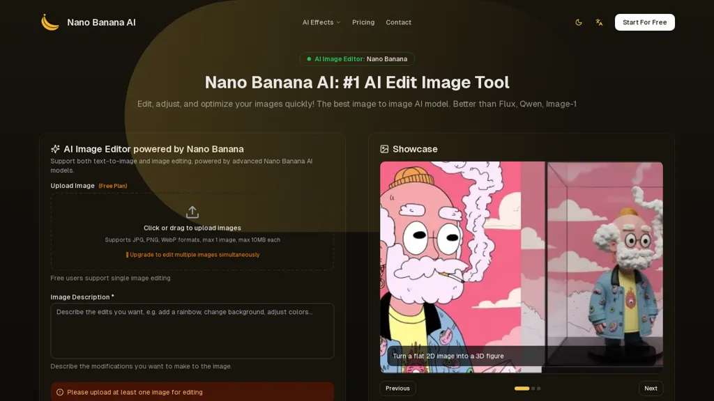 Nano Banana Art 官网截图