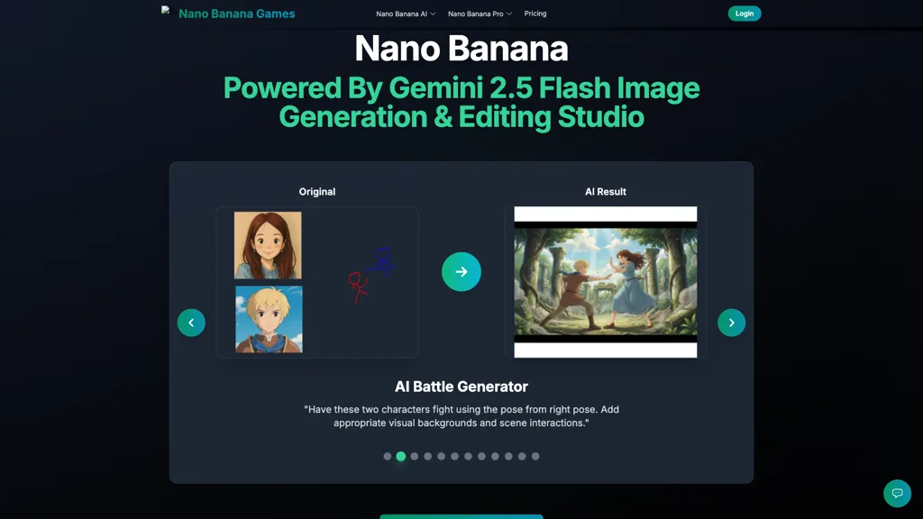 Nano Banana Games 官网截图