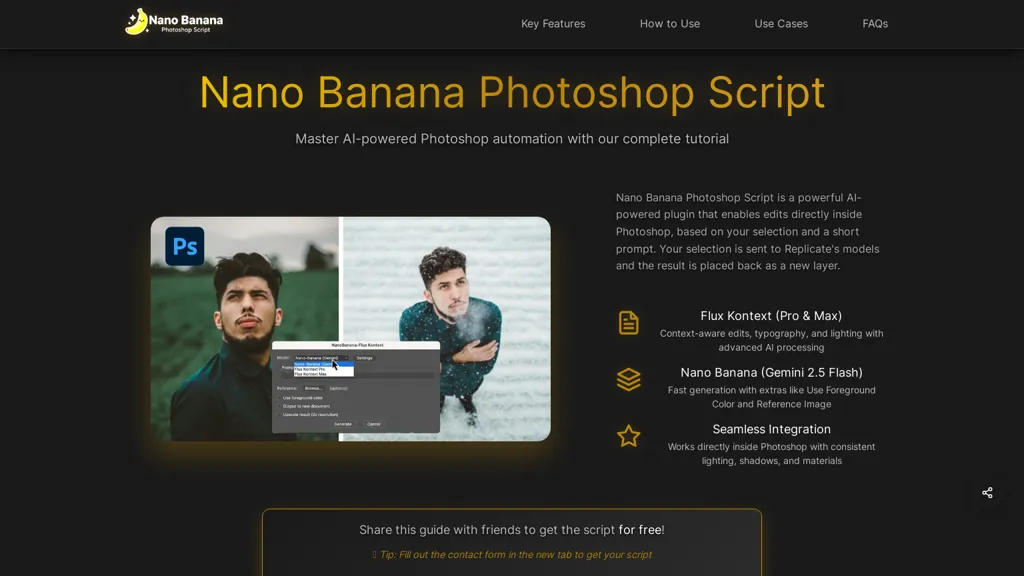 NanoBanana Photoshop Script 官网截图