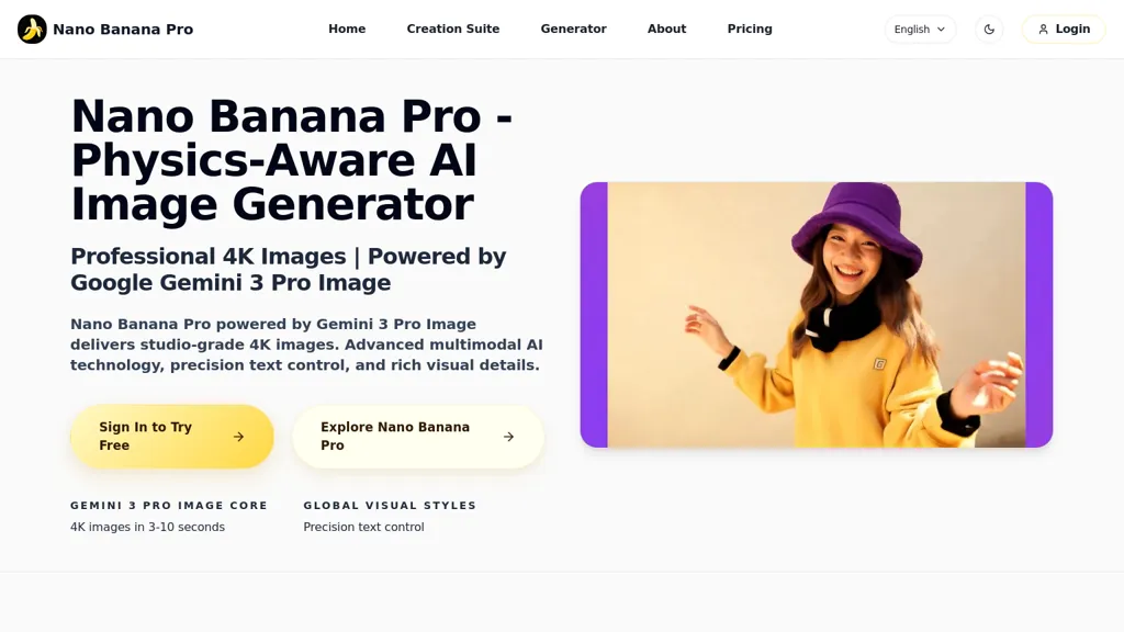 Nano Banana Pro Studio 官网截图