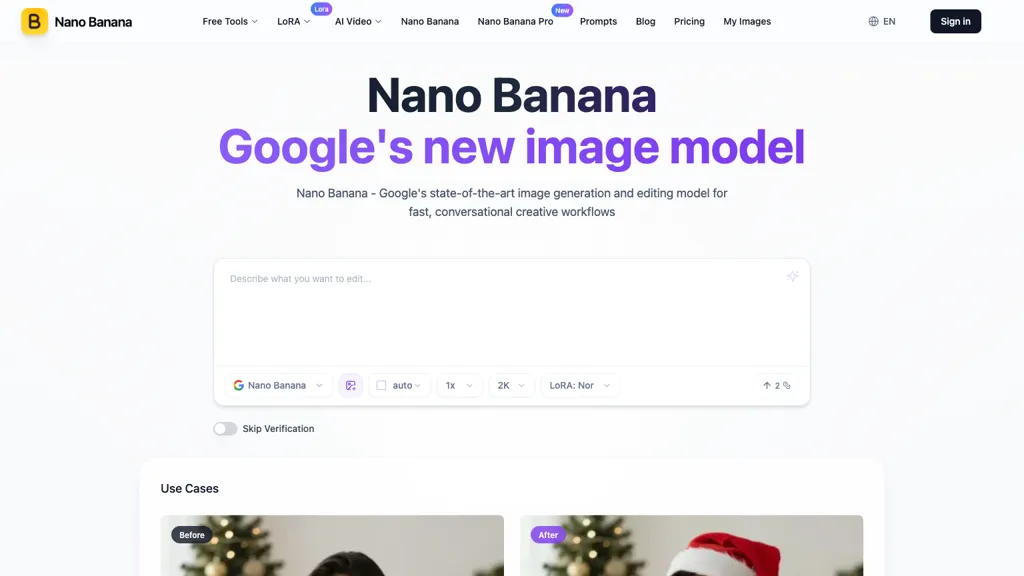 NanoBanana.im 官网截图