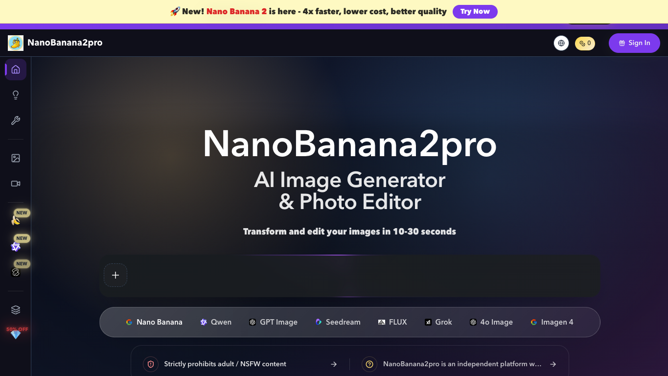 NanoBanana2pro.site 官网截图