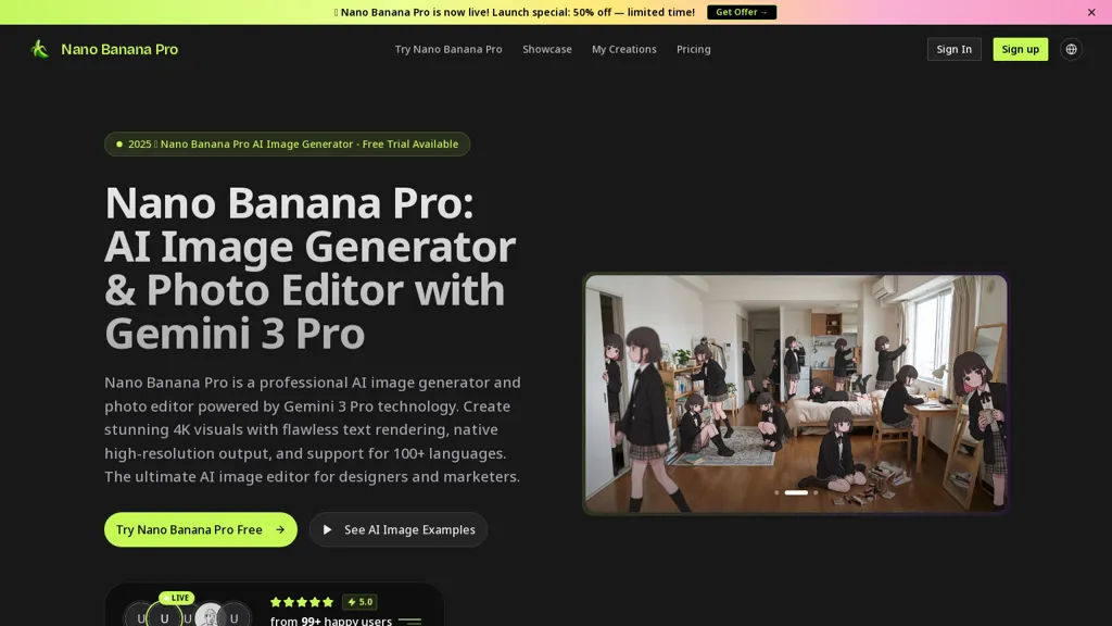 NanoBananaAI.Pro 官网截图