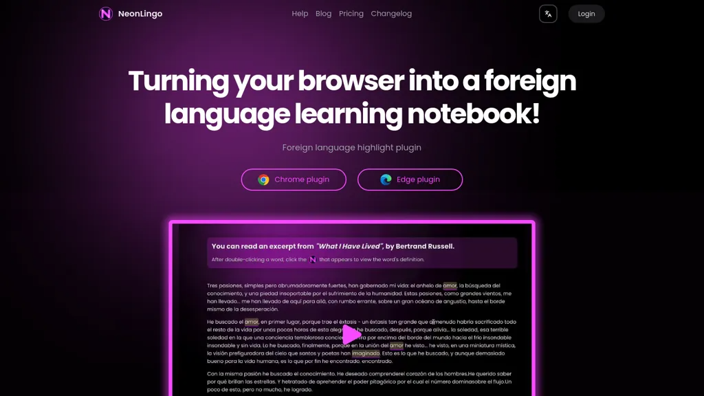 Neonlingo 官网截图
