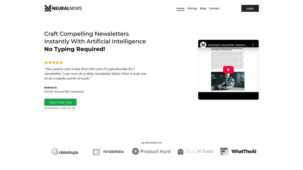 Neural Newsletters 官网截图