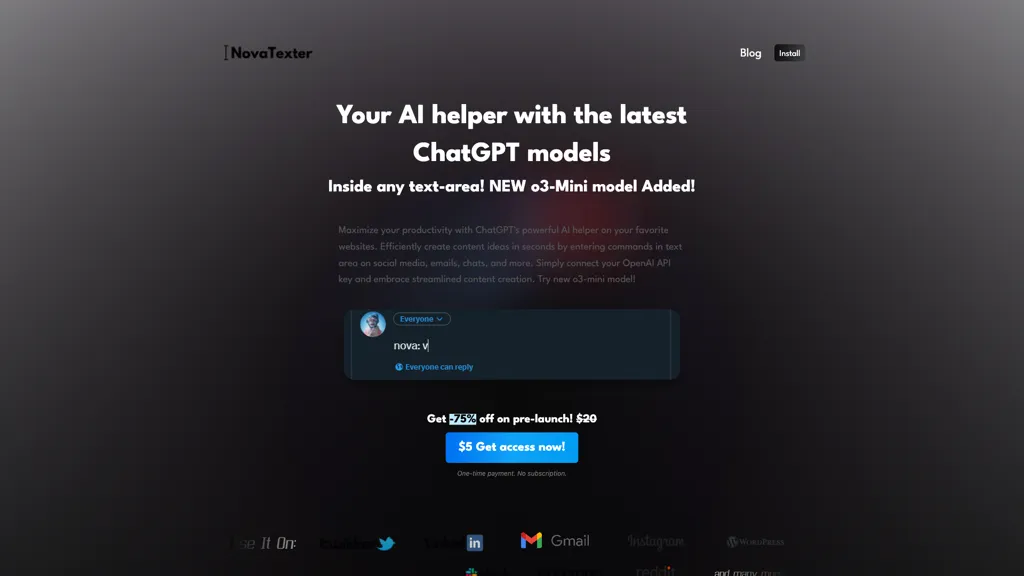 Novatexter 官网截图