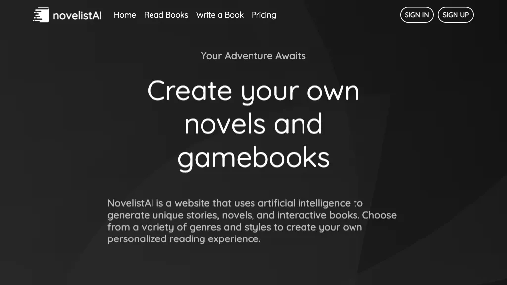 novelistAI 官网截图