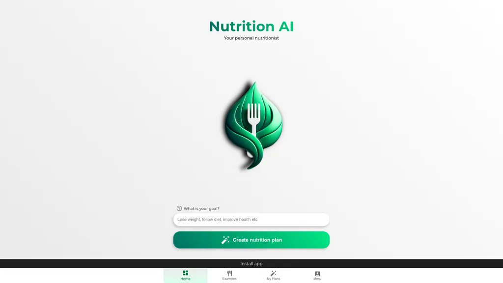 NutritionAI 官网截图