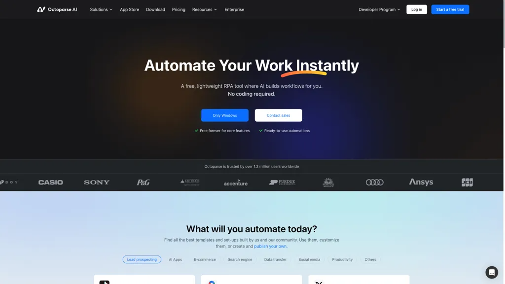 Octoparse AI 工具截图