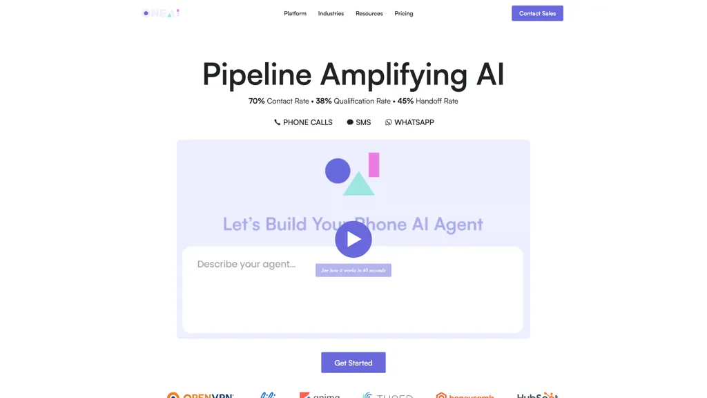 One AI 官网截图