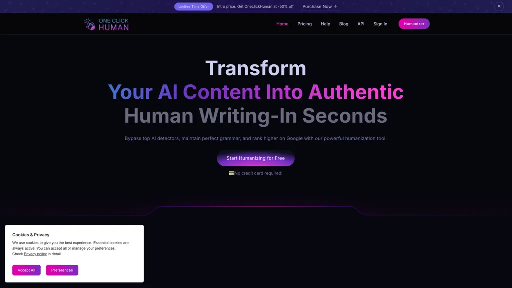 One Click Human 官网截图
