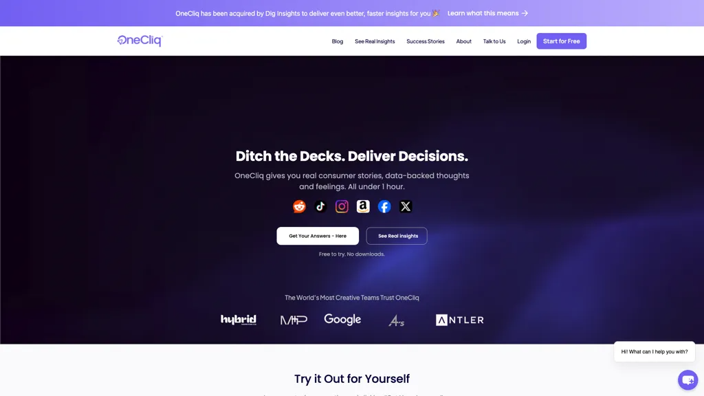 OneCliq 官网截图