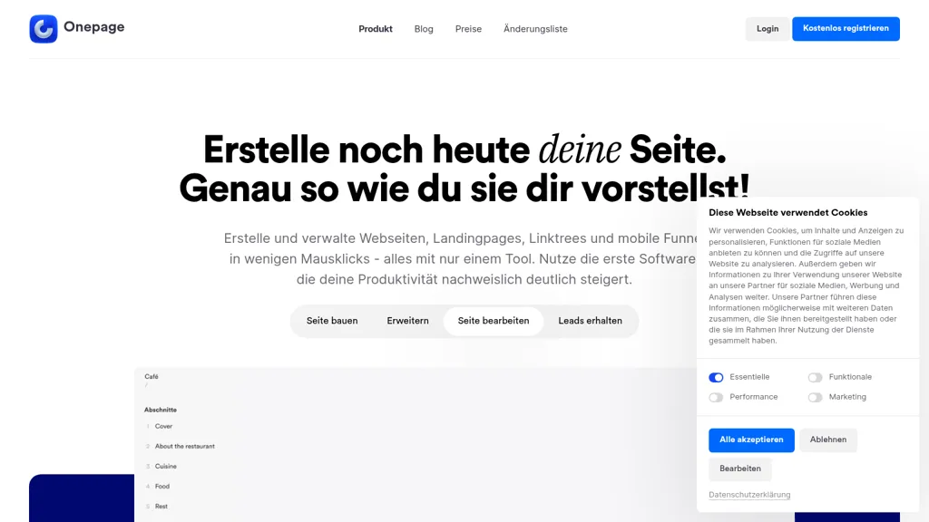 Onepage 官网截图