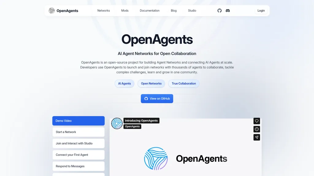 OpenAgents 官网截图