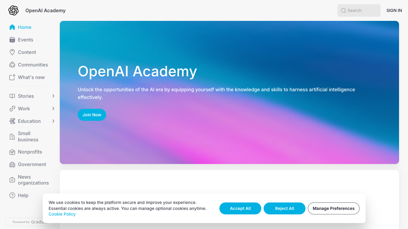 OpenAI academy 官网截图