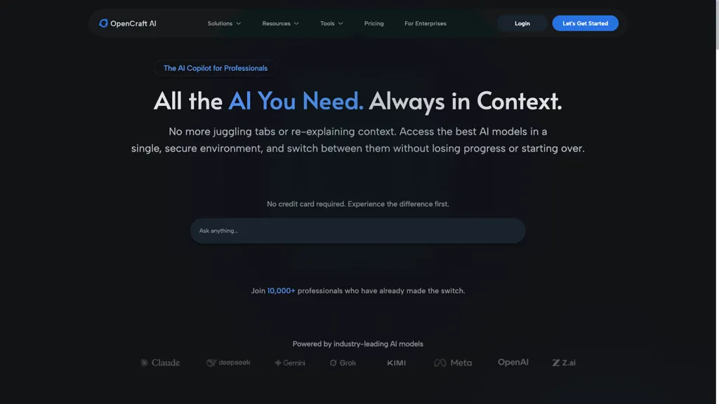 OpenCraft AI 官网截图