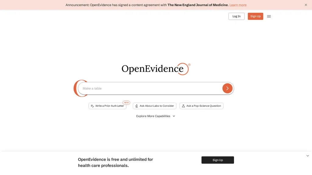 OpenEvidence AI 官网截图