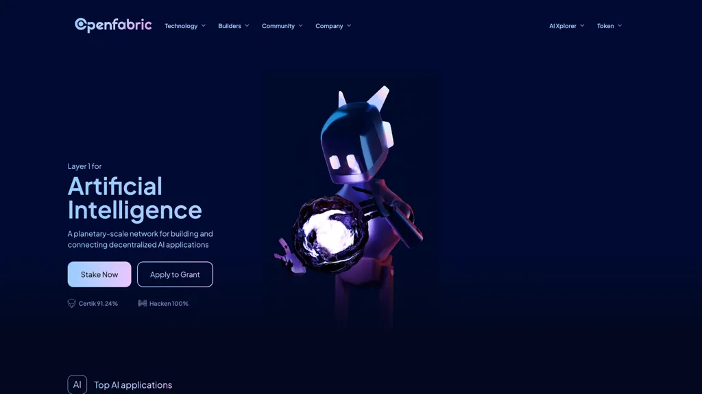 Openfabric AI 官网截图