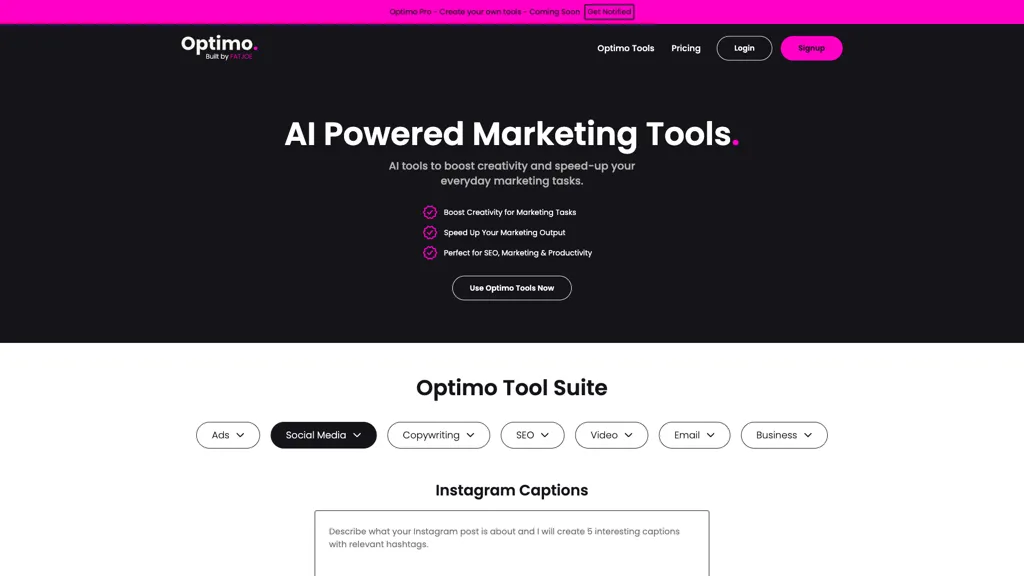Optimo 官网截图