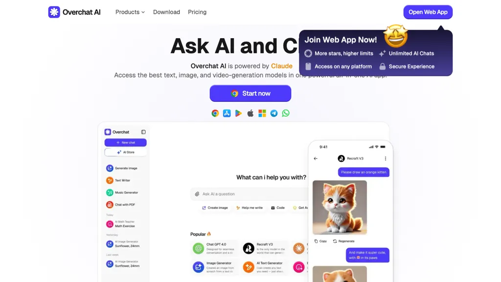 Overchat 官网截图