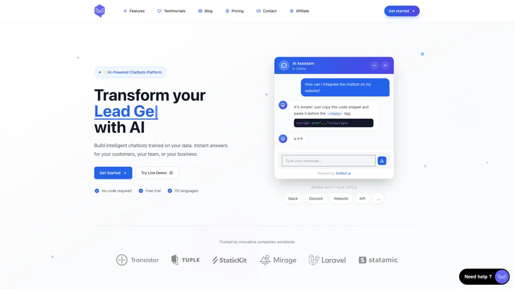 Owlbot.ai 官网截图