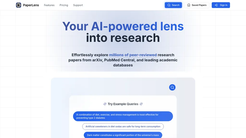 PaperLens 官网截图