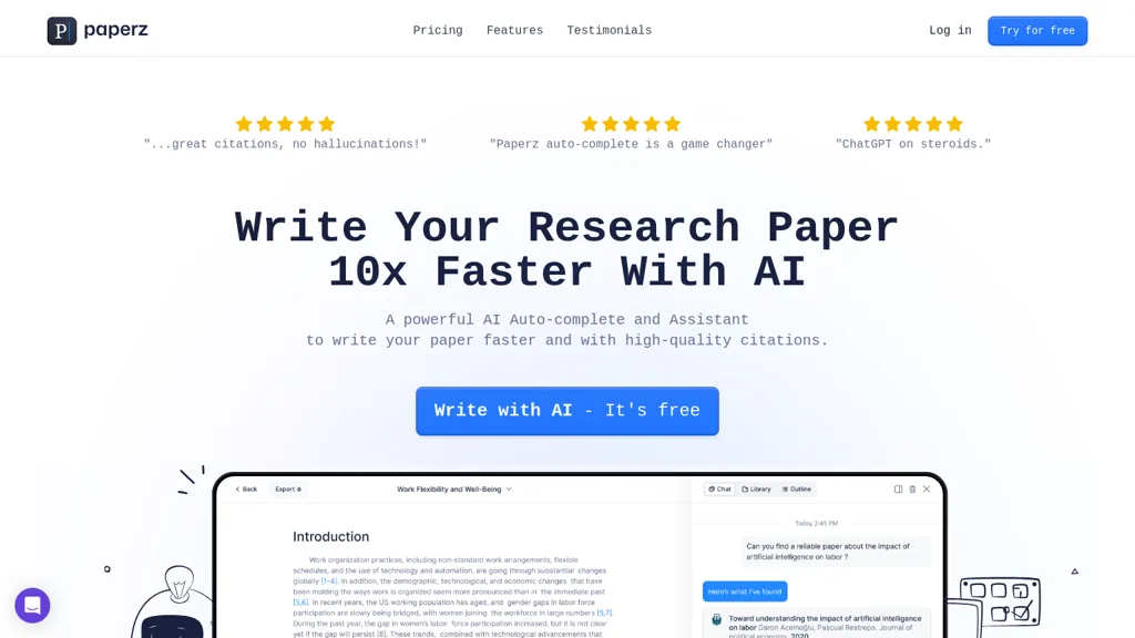 Paperz 官网截图