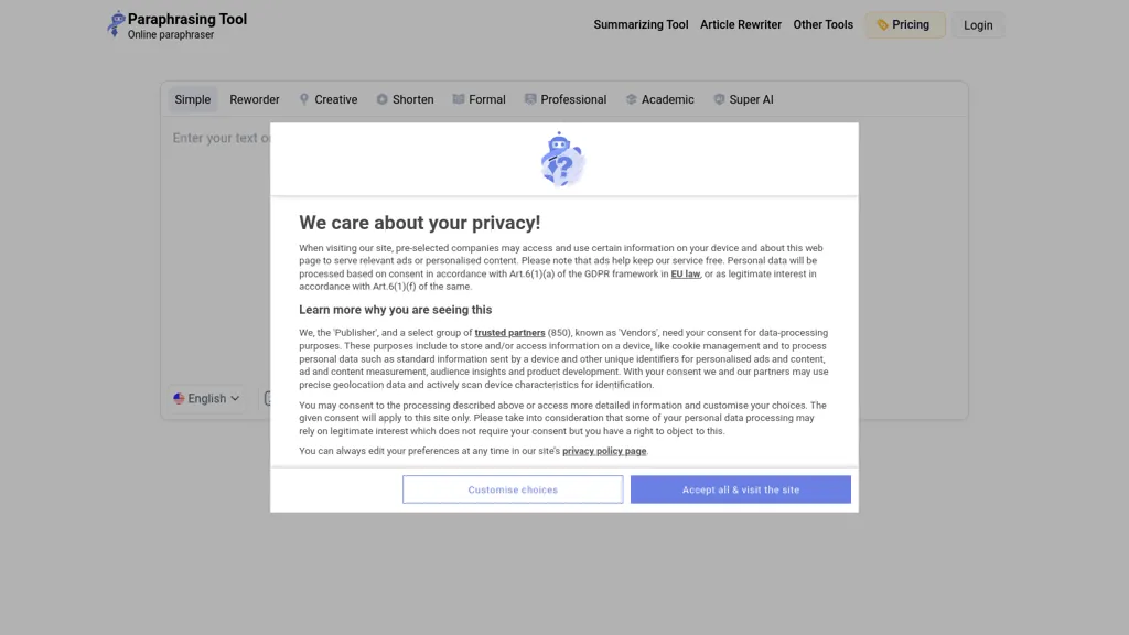 Paraphrasing.io 官网截图