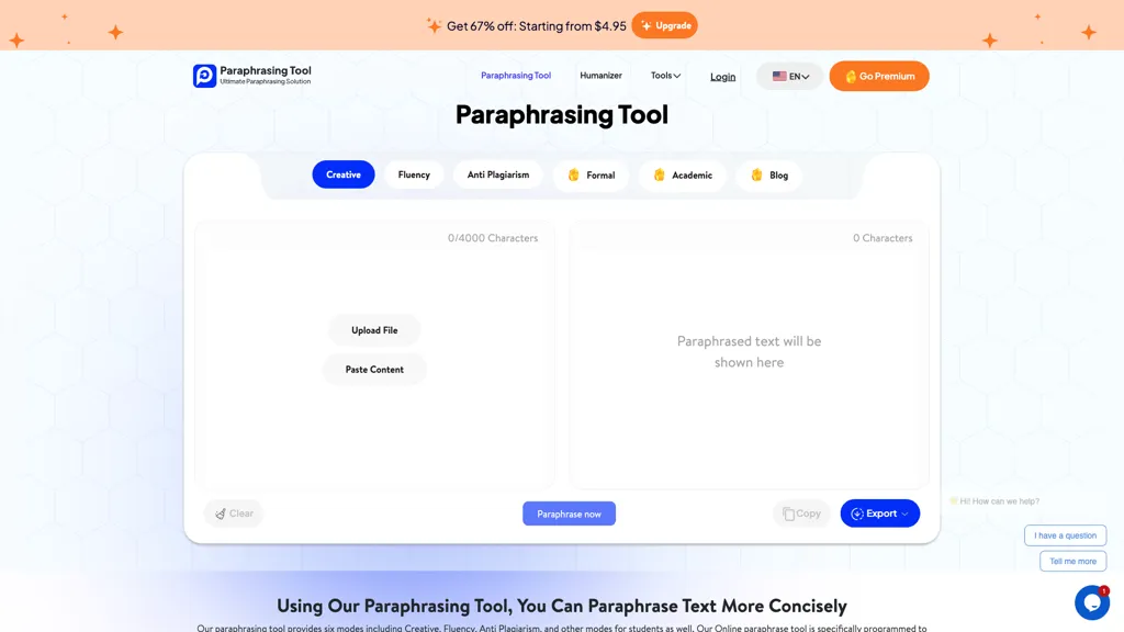 paraphrasing-tool.ai 官网截图