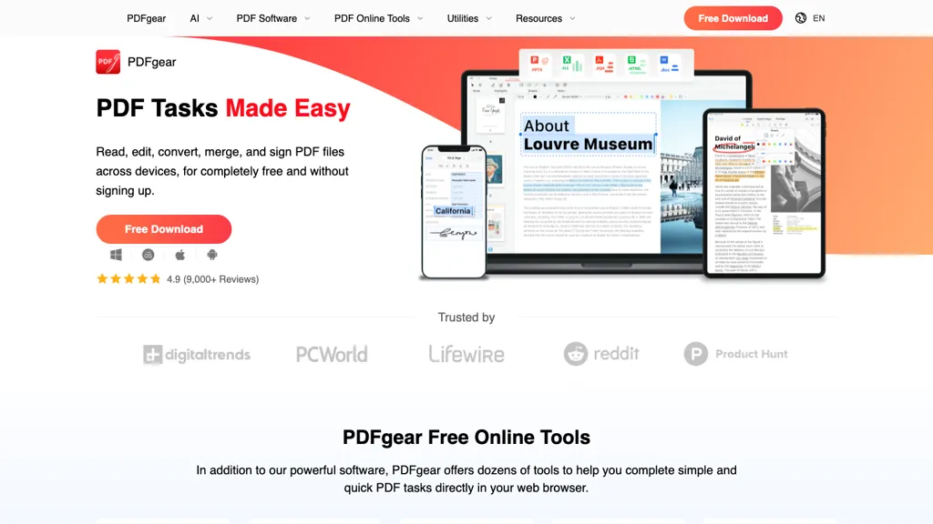 PDFgear 官网截图